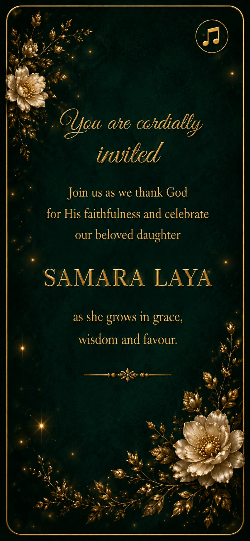 You are cordially invited to celebrate Samara Laya.